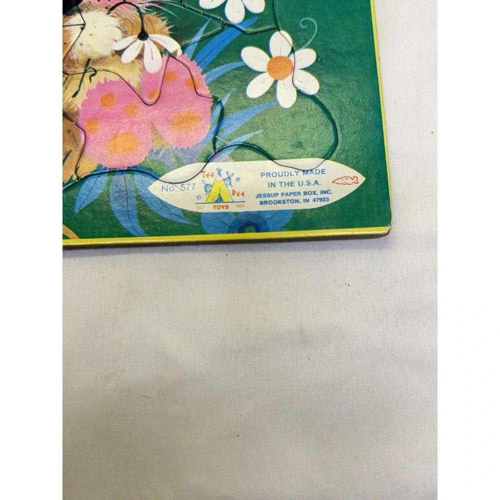 VTG (4) Tee Pee Toys Big Eye Animals Frame Tray Puzzles 8.5